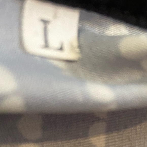 Size Large top feels silky and cool. Light. Dress shirt, short sleeve, loose. - Picture 6 of 7